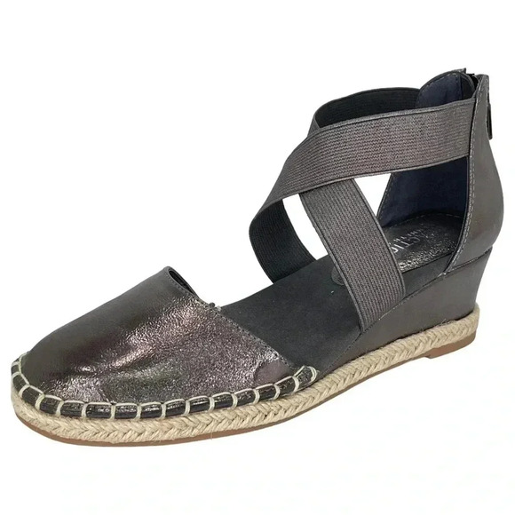 Kenneth Cole Reaction Clo X Band Pewter Womens Espadrille Wedge Sandals 6.5M - Picture 1 of 13